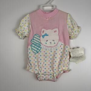 Vintage 1989 NWT kitty cat baby girl romper size 6-9 months